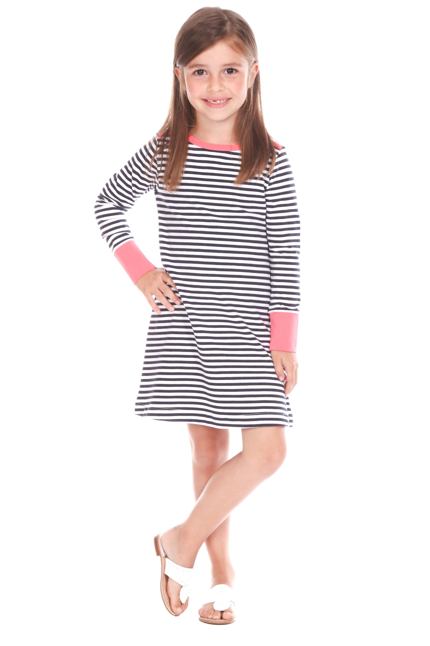 Navy Stripe With Coral