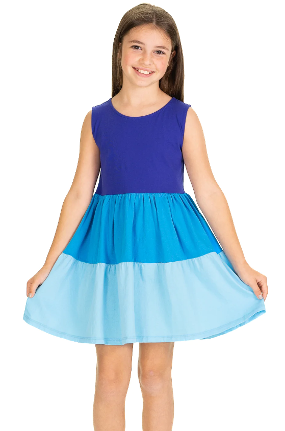 Blue Ombre Color Block Dress