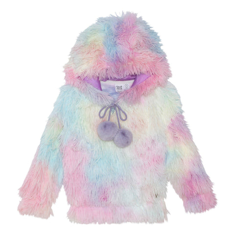 Multi Color Plush Hooded Top