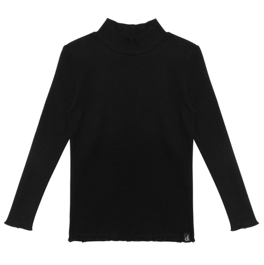 Black L/S Mock Neck Rib