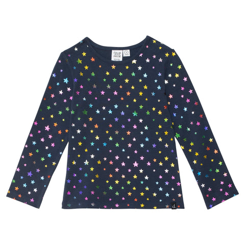 Navy Star All Over L/S Top