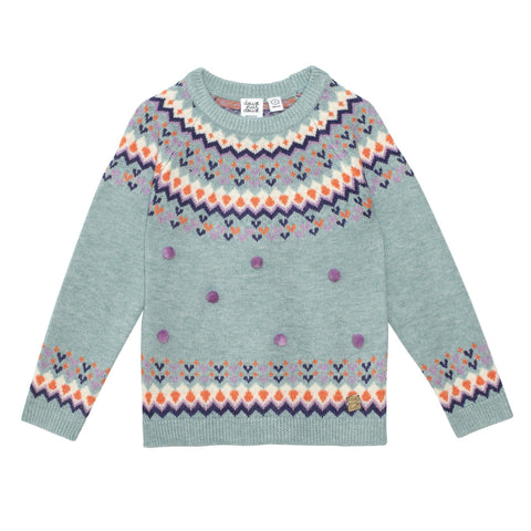 Pom Pom Knit Purple Sweater