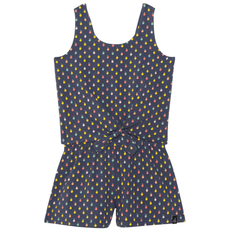 Navy Lemons Knotted Romper