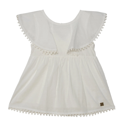 White Ruffle Swiss Dot Cotton Blouse