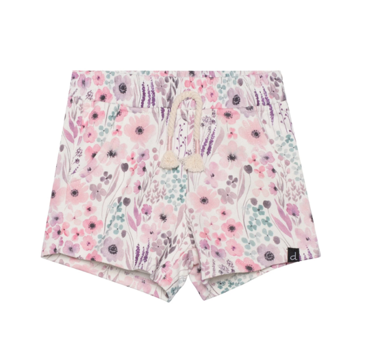 Pink Watercolor Flowers Shorts