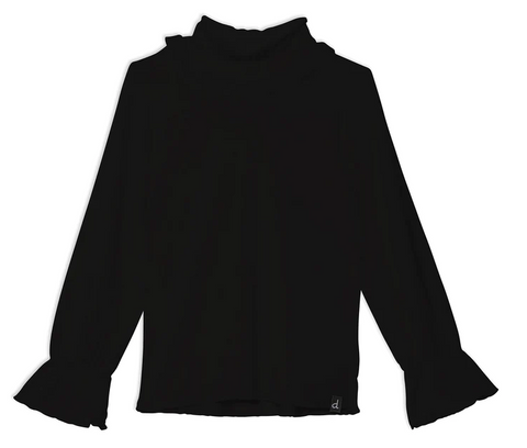 Black Mock Neck Rib
