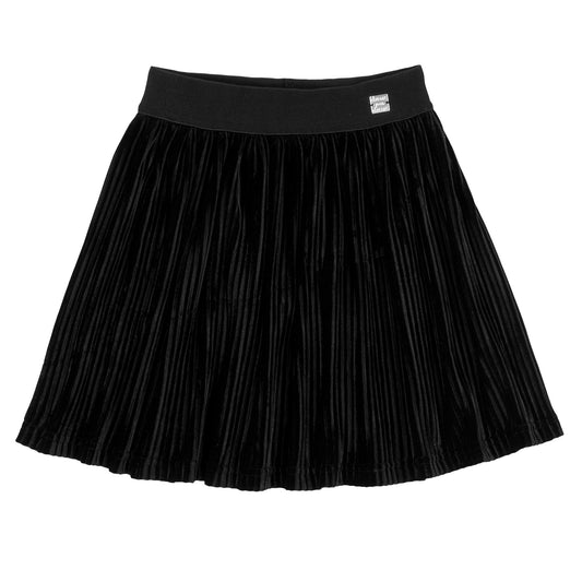 Black Pleated Velvet Skirt