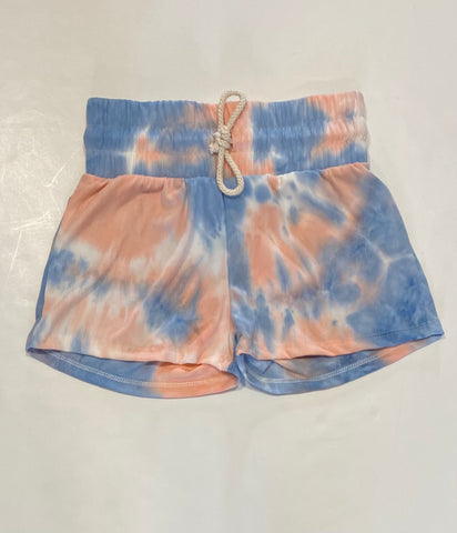 Pink & Blue Ribbed Tie Dye Shorts