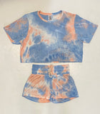 Pink & Blue Ribbed Tie Dye Shorts