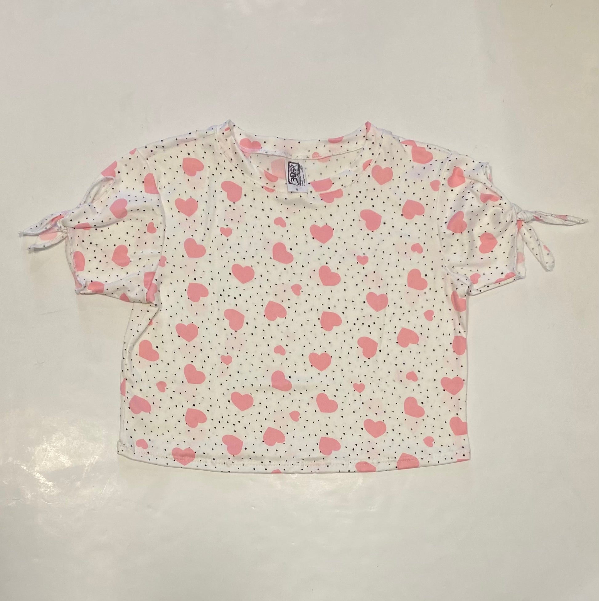 WHT/PNK Dotted Heart Top