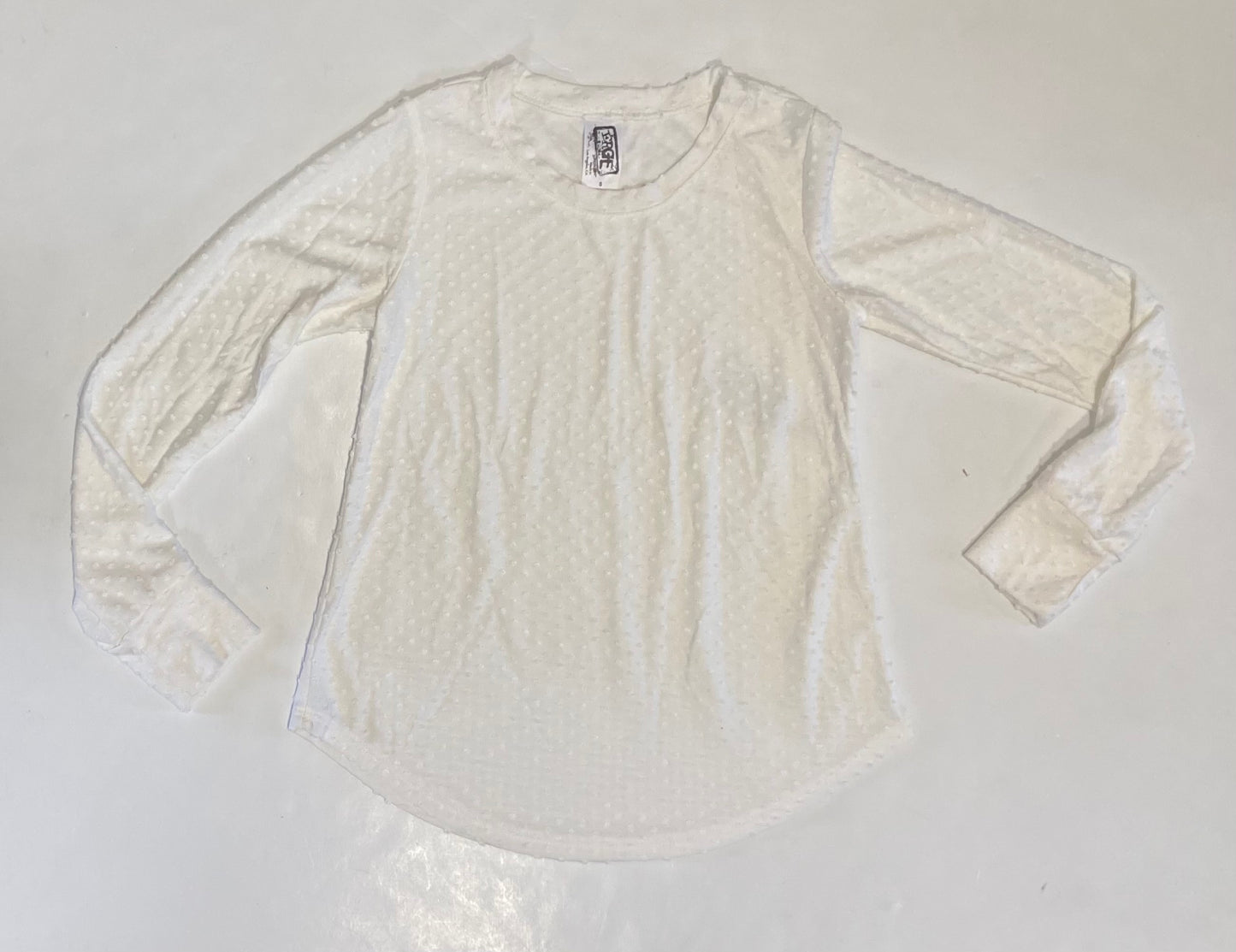 White Swiss Dot L/S Top