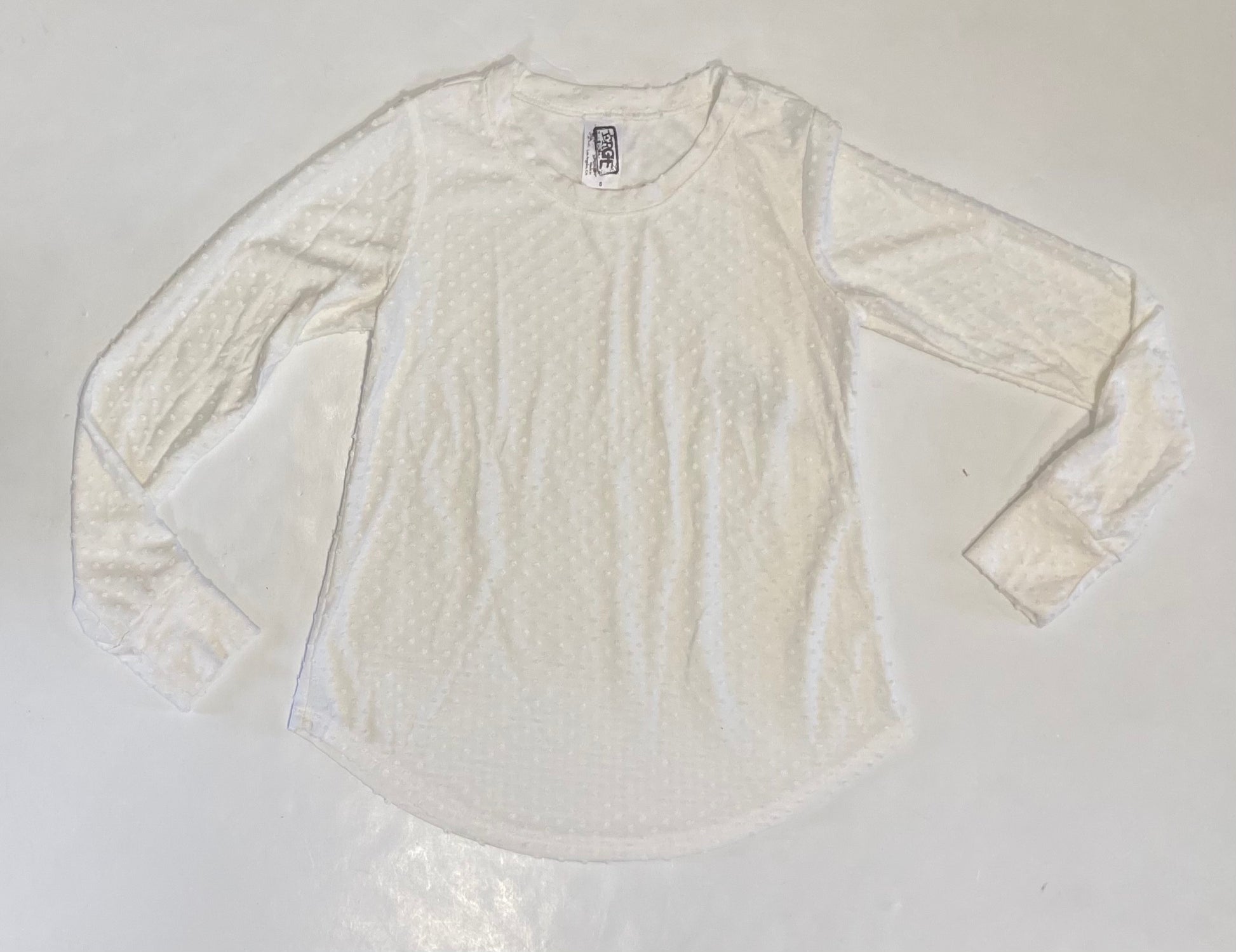 White Swiss Dot L/S Top