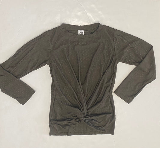 Olive Swissdot L/S Twist Top