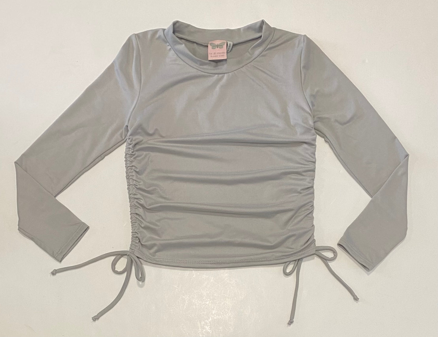 Sliver Grey Rouched L/S Top