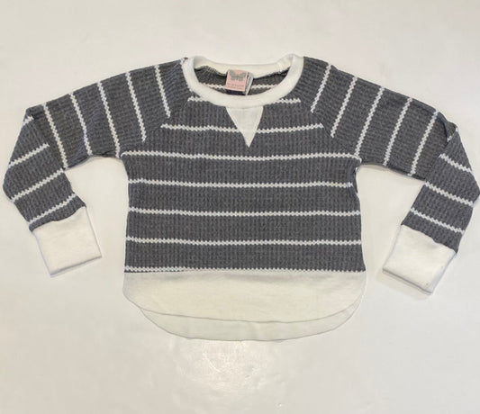 Grey White Stripe Top