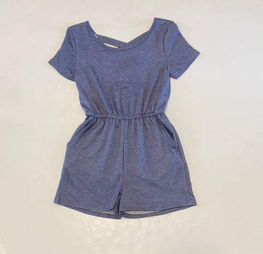 Navy Romper w/ Criss Cross