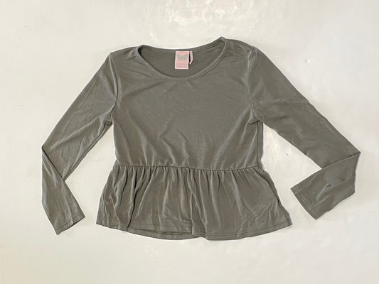 Olive Cupro Peplum Top