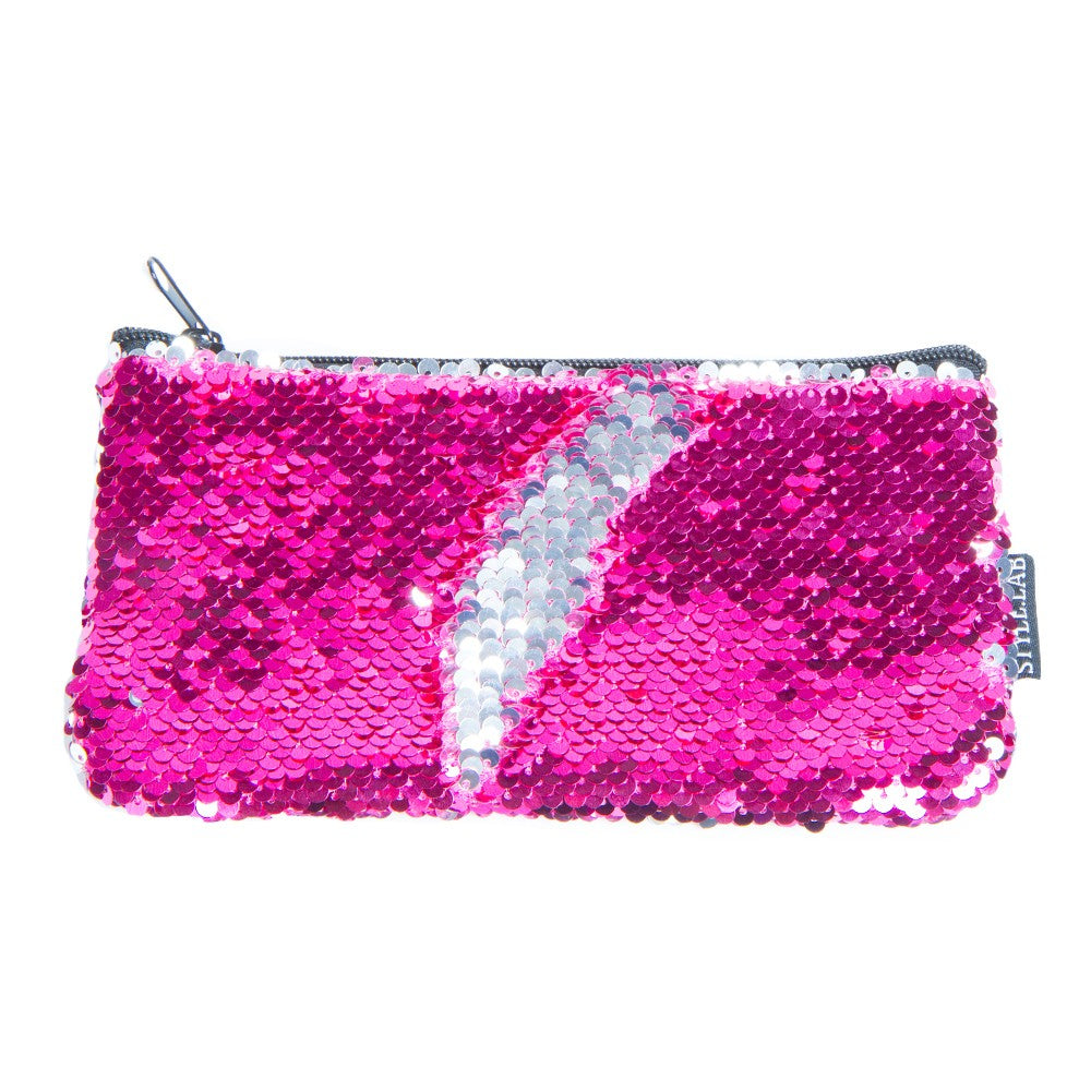 Sequin Mni Pencil Pouch Pink/Sliver