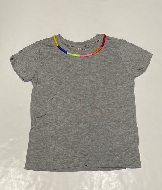 Grey With Rainbow Color Stitch Neck