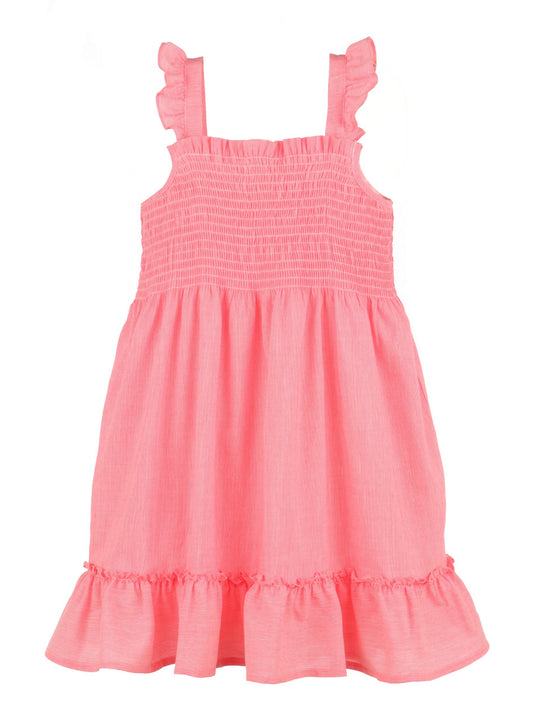 Coral Smocked Dress