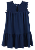Blue Smocked Knit Dress
