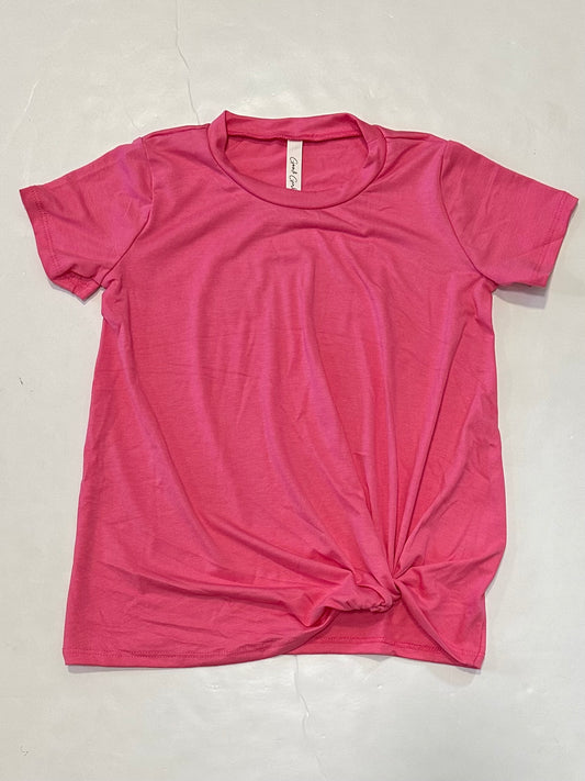 Candy Pink Twisted Knot Short Sleeve Top