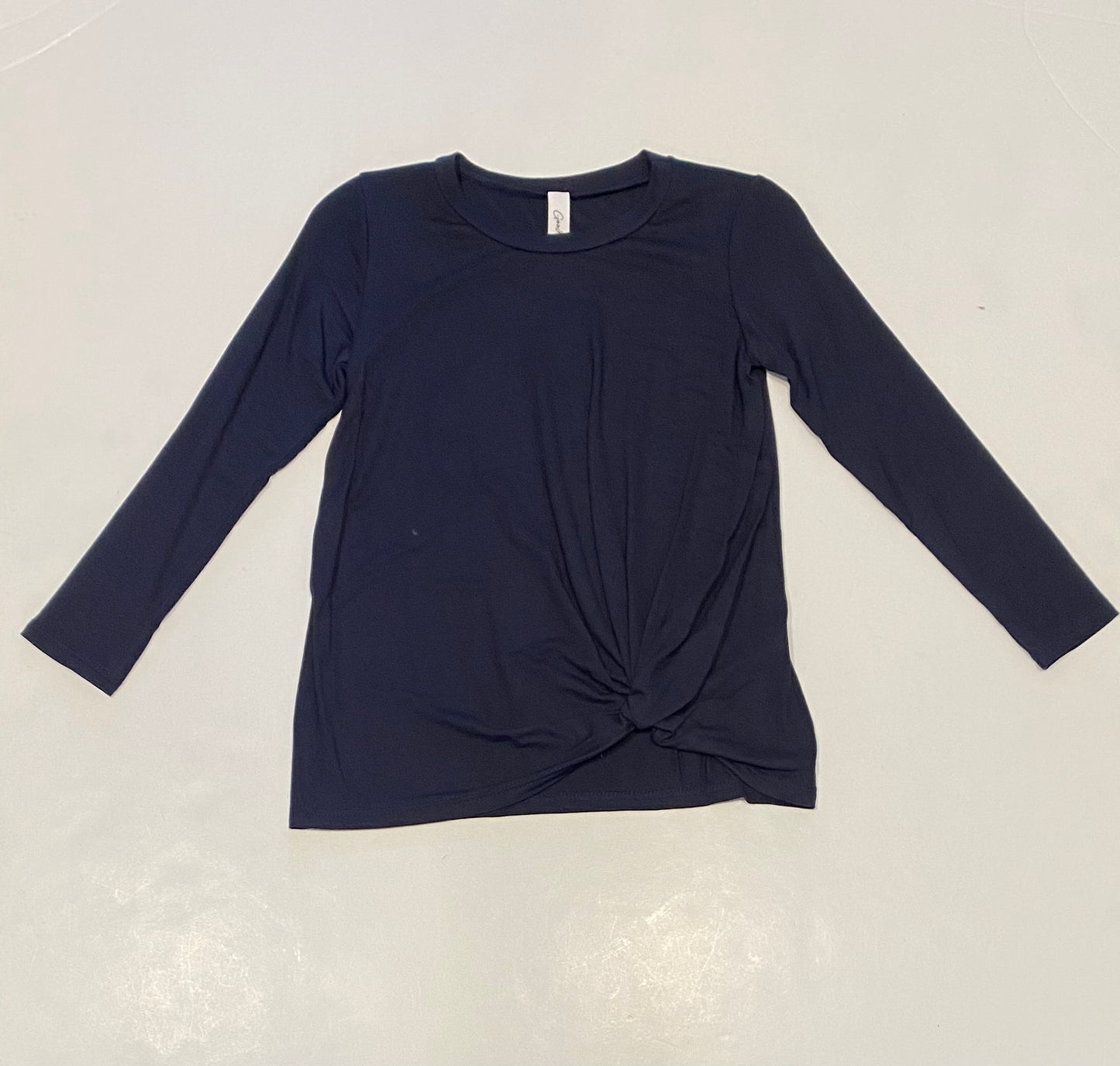 Navy Twisted Knot L/S Top