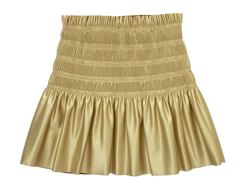 Gold Pleated Faux Leather Skirt