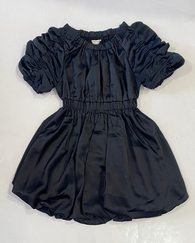 Black Crushed Satin Bubble Dress