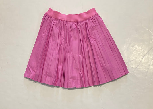 Pink Pleated Faux Leather Skirt