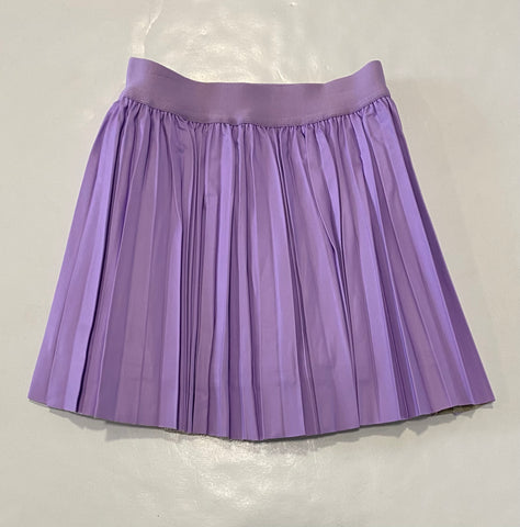 Purple Pleated Faux Leather Skirt