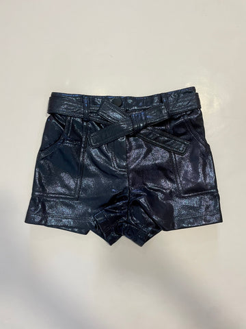 Navy Metallic Faux Leather Shorts