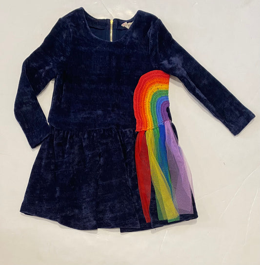 Navy L/S Rainbow Sweater Dress
