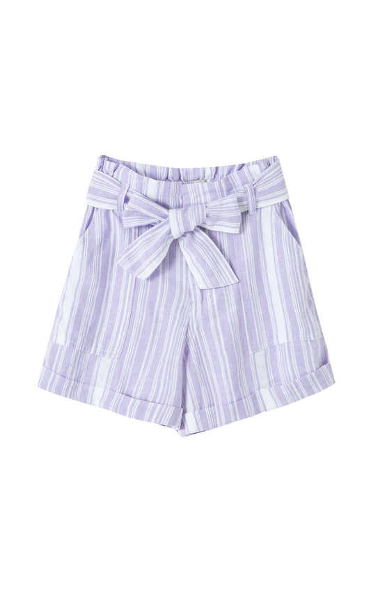 Lilac Belted Paper Bag Shorts