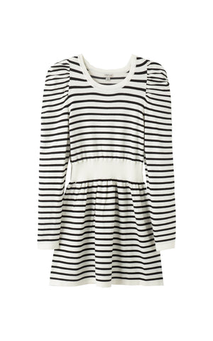 Knit Stripe Puff Sleeve Dress