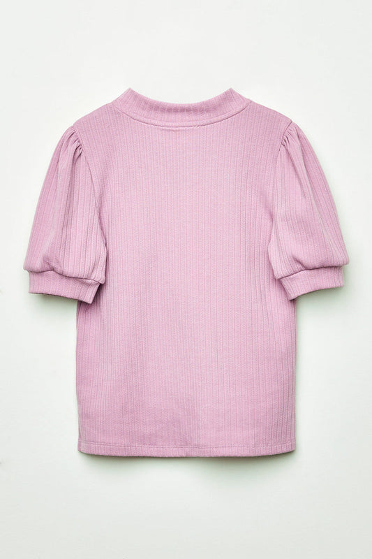 Violet Banded Neck Short Sleeve Top