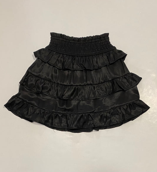 Black Shimmery Ruffle Smocked Skirt
