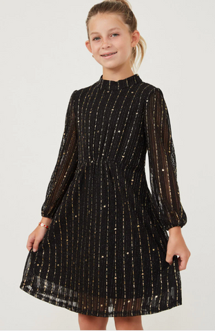 Black Foiled Star Striped Dress