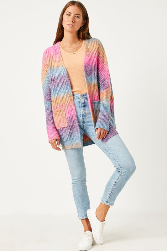 Ombre Striped Knit Oversize Cardigan