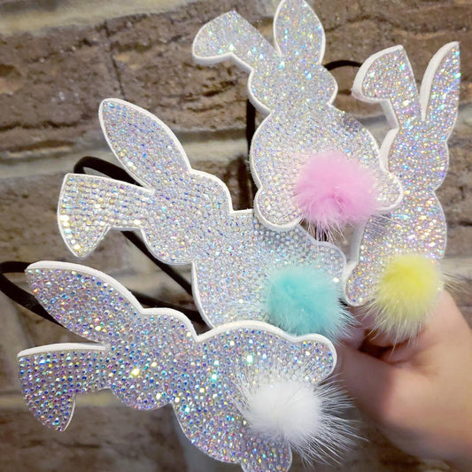Bunny Headbands w/Pom Pom Tail