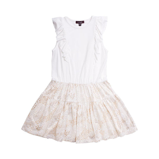 White Solid Top Jersey Dress