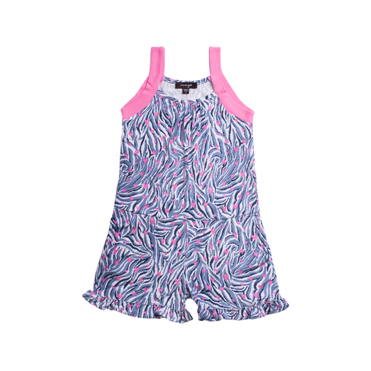 Blue Zebra & Pink Heart Romper