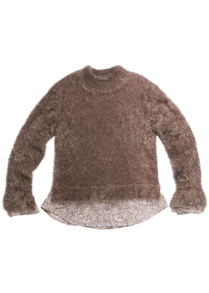 Nutmeg Yarn Sweater w/Woven trim