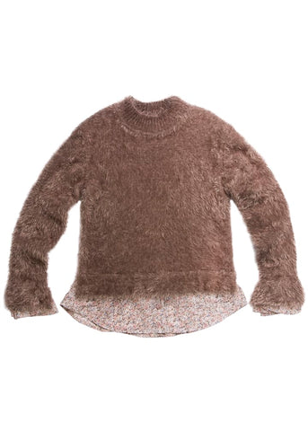 Nutmeg Yarn Sweater w/Woven trim
