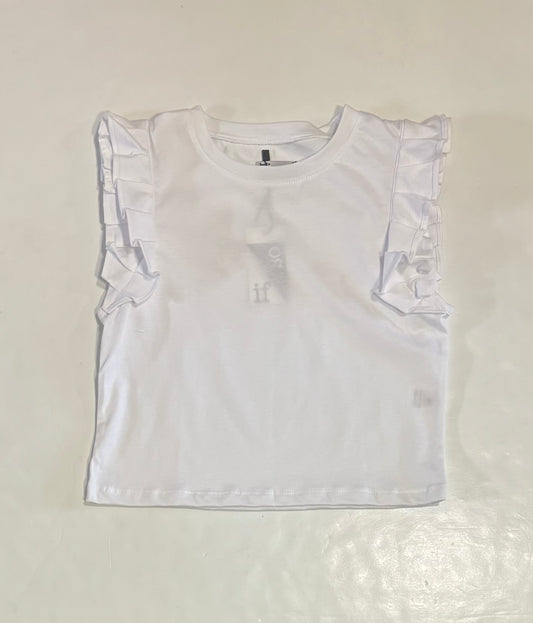 White Ruffle Sleeve Top