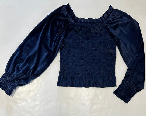 Navy Velvet Maren Top