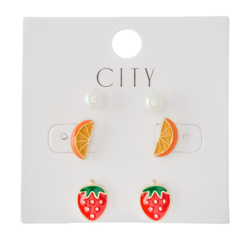 Pearls, Oranges & Strawberries Earrings