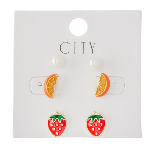 Pearls, Oranges & Strawberries Earrings