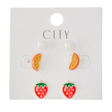 Pearls, Oranges & Strawberries Earrings