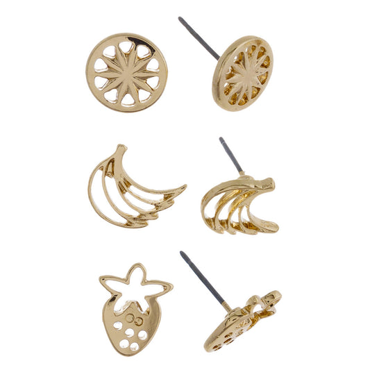 Gold Fruit Stud Earrings